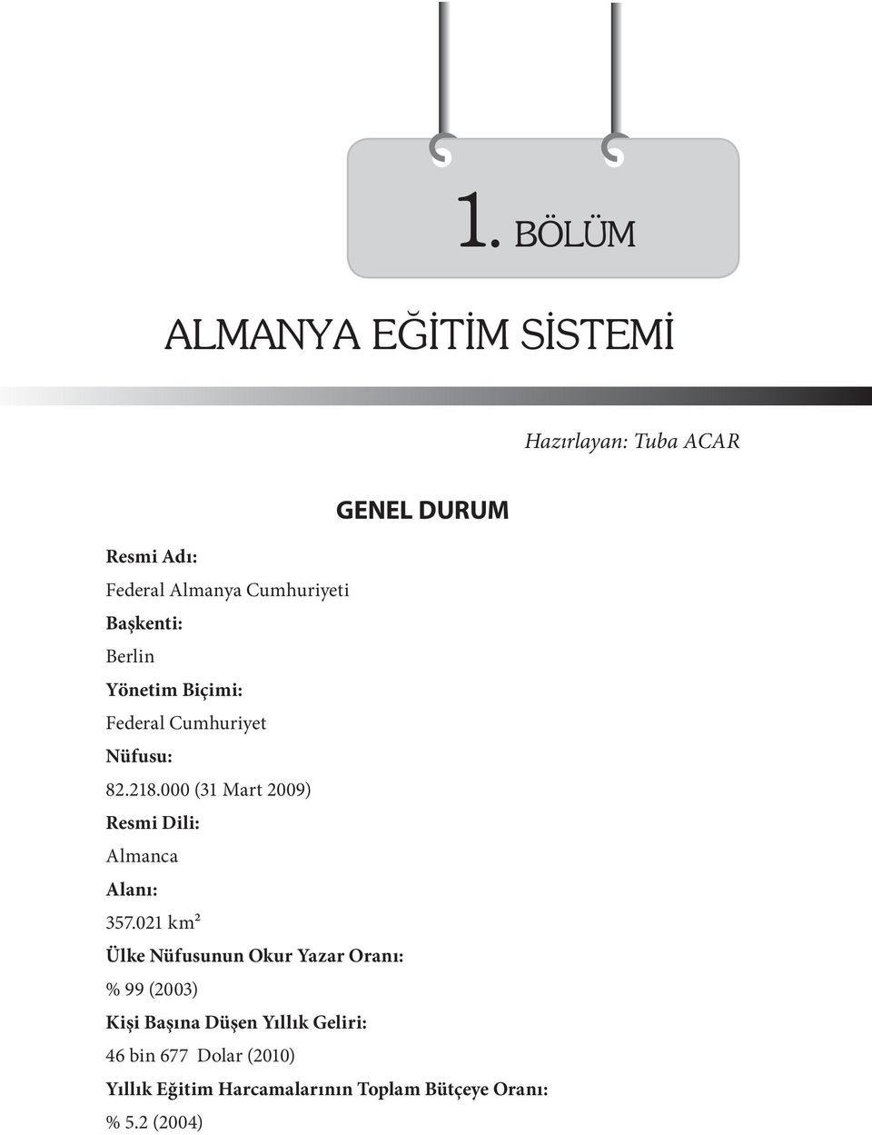 000 (31 Mart 2009) Resmi Dili: Almanca Alanı: 357.