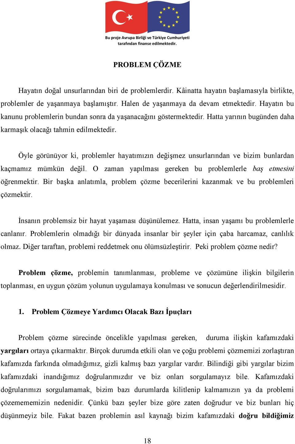 Öyle görünüyor ki, problemler hayatımızın değişmez unsurlarından ve bizim bunlardan kaçmamız mümkün değil. O zaman yapılması gereken bu problemlerle baş etmesini öğrenmektir.