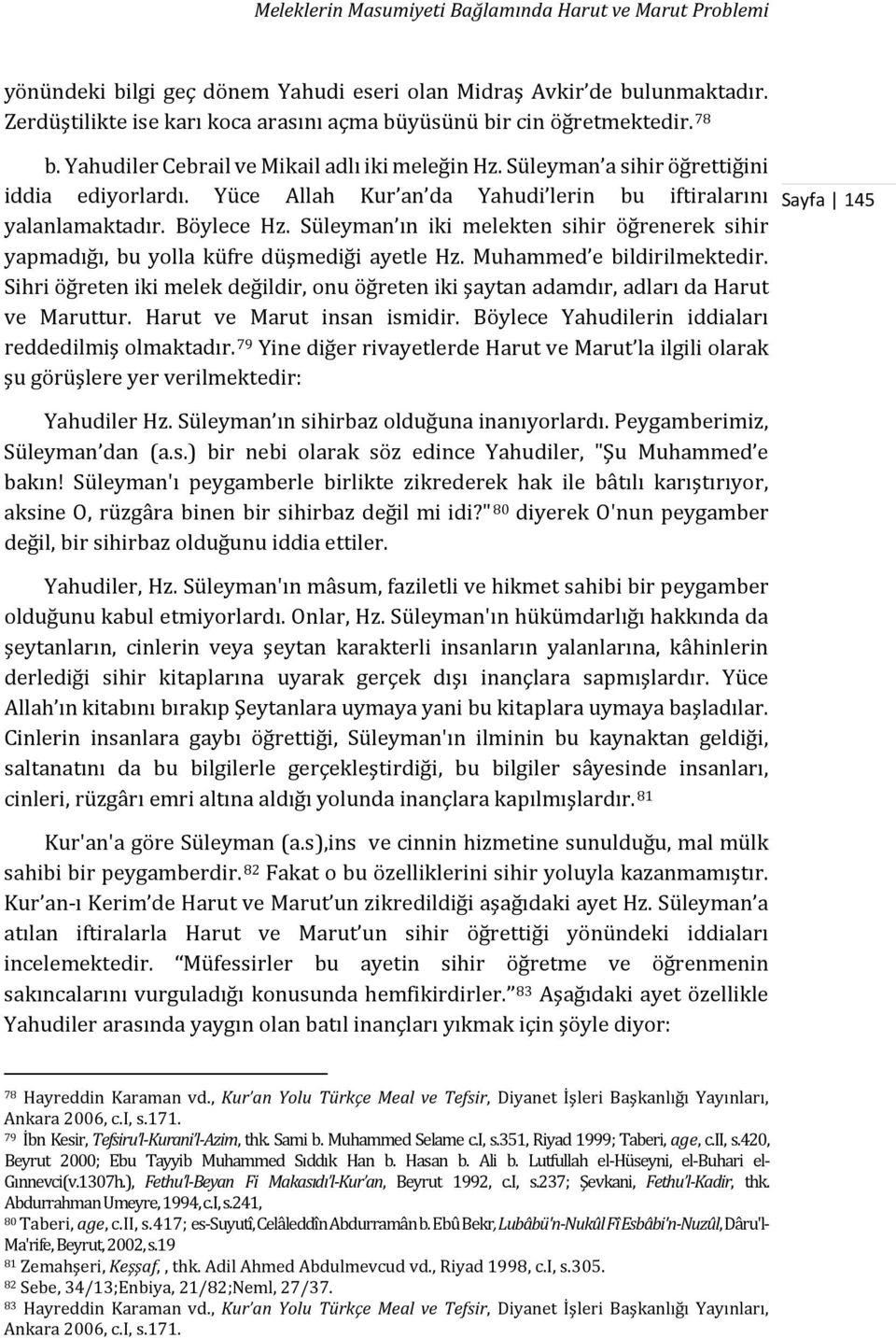 Yüce Allah Kur an da Yahudi lerin bu iftiralarını yalanlamaktadır. Böylece Hz. Süleyman ın iki melekten sihir öğrenerek sihir yapmadığı, bu yolla küfre düşmediği ayetle Hz.