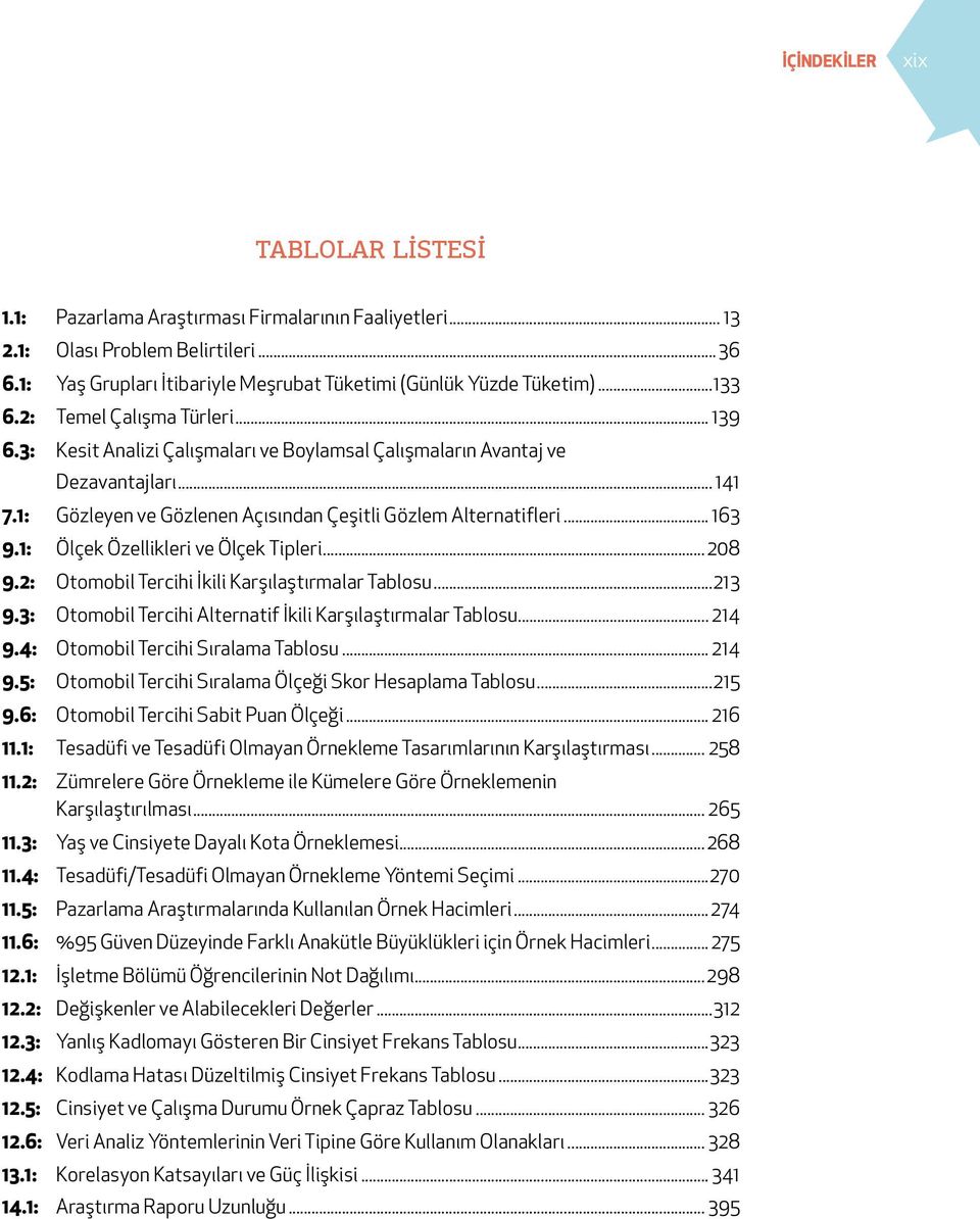 .. 163 9.1: Ölçek Özellikleri ve Ölçek Tipleri... 208 9.2: Otomobil Tercihi İkili Karşılaştırmalar Tablosu...213 9.3: Otomobil Tercihi Alternatif İkili Karşılaştırmalar Tablosu... 214 9.