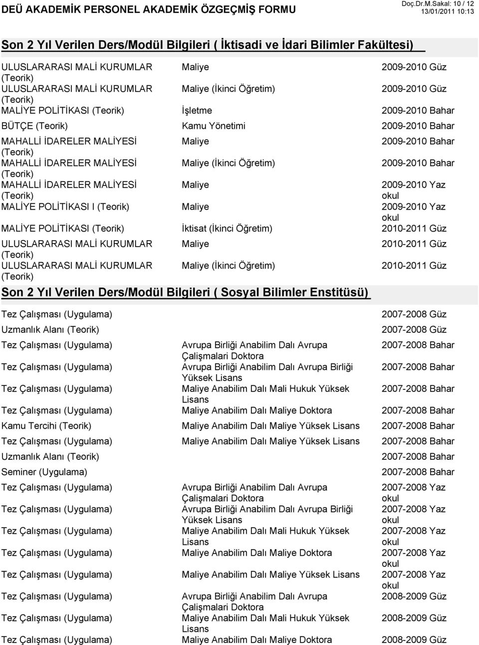 Kamu Yönetimi (İkinci Öğretim) İktisat (İkinci Öğretim) (İkinci Öğretim) Son 2 Yıl Verilen Ders/Modül Bilgileri ( Sosyal Bilimler Enstitüsü) 2009-2010 Yaz 2009-2010 Yaz Uzmanlık Alanı Kamu Tercihi