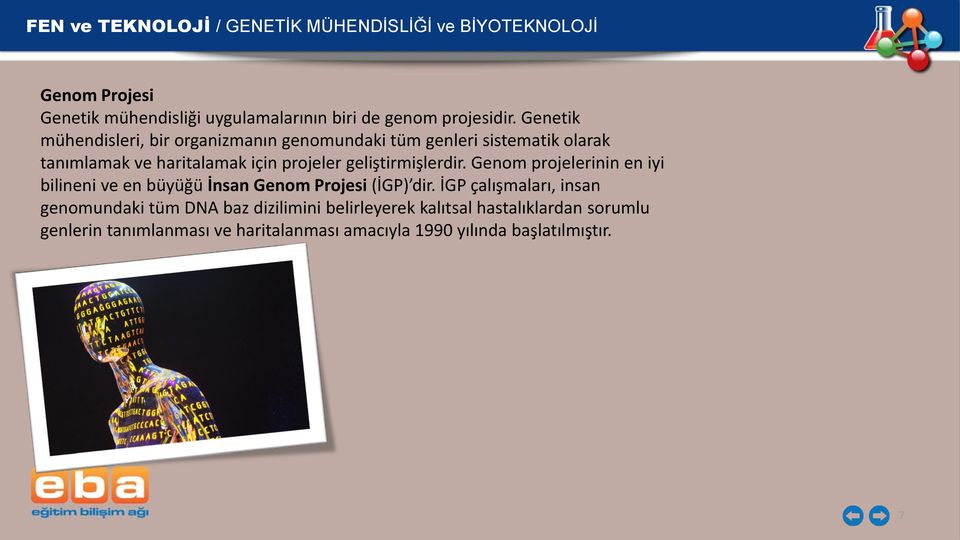 projeler geliştirmişlerdir. Genom projelerinin en iyi bilineni ve en büyüğü İnsan Genom Projesi (İGP) dir.