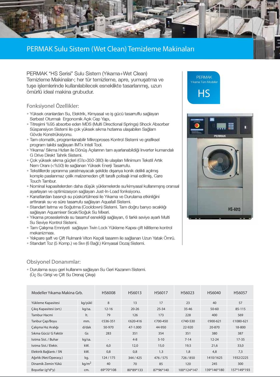 PERMAK Y kama Tüm Modeller HS Fonksiyonel Özellikler: Yüksek oranlardan Su, Elektrik, Kimyasal ve iş gücü tasarruffu sağlayan Serbest Oturmalı Ergonomik Açık Cep Yapı, Titreşimi %95 absorbe eden MDS