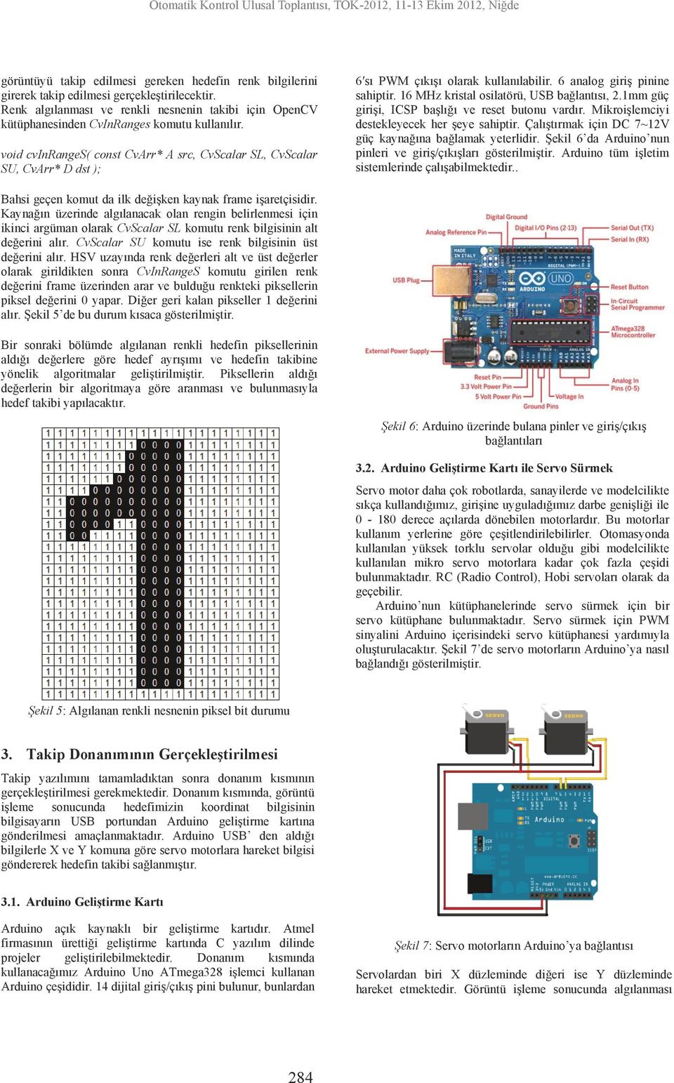 void cvinranges( const CvArr* A src, CvScalar SL, CvScalar SU, CvArr* D dst ); 6 sı PWM çıkışı olarak kullanılabilir. 6 analog giriş pinine sahiptir. 16 MHz kristal osilatörü, USB bağlantısı, 2.