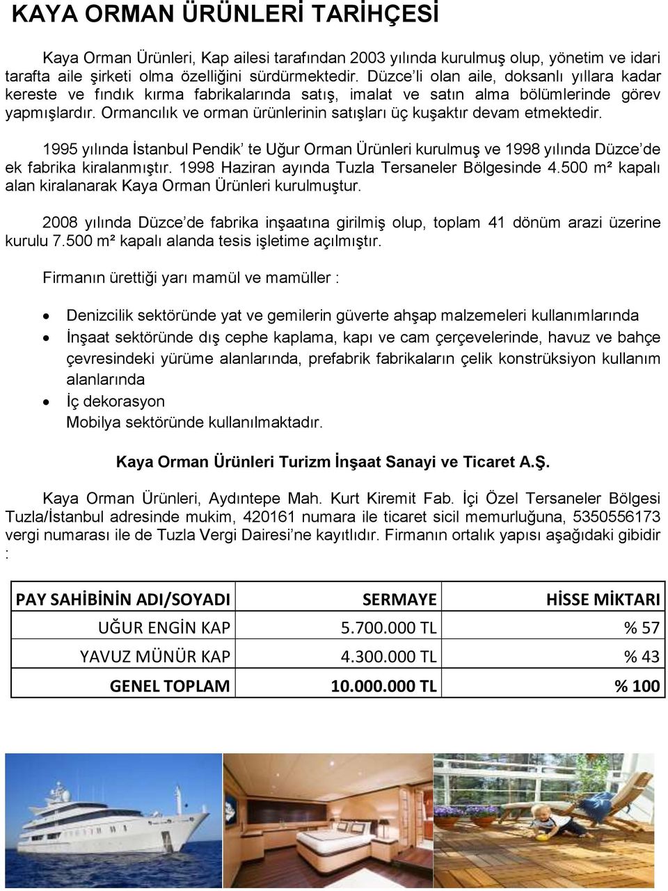 Ormancılık ve orman ürünlerinin satışları üç kuşaktır devam etmektedir. 1995 yılında İstanbul Pendik te Uğur Orman Ürünleri kurulmuş ve 1998 yılında Düzce de ek fabrika kiralanmıştır.