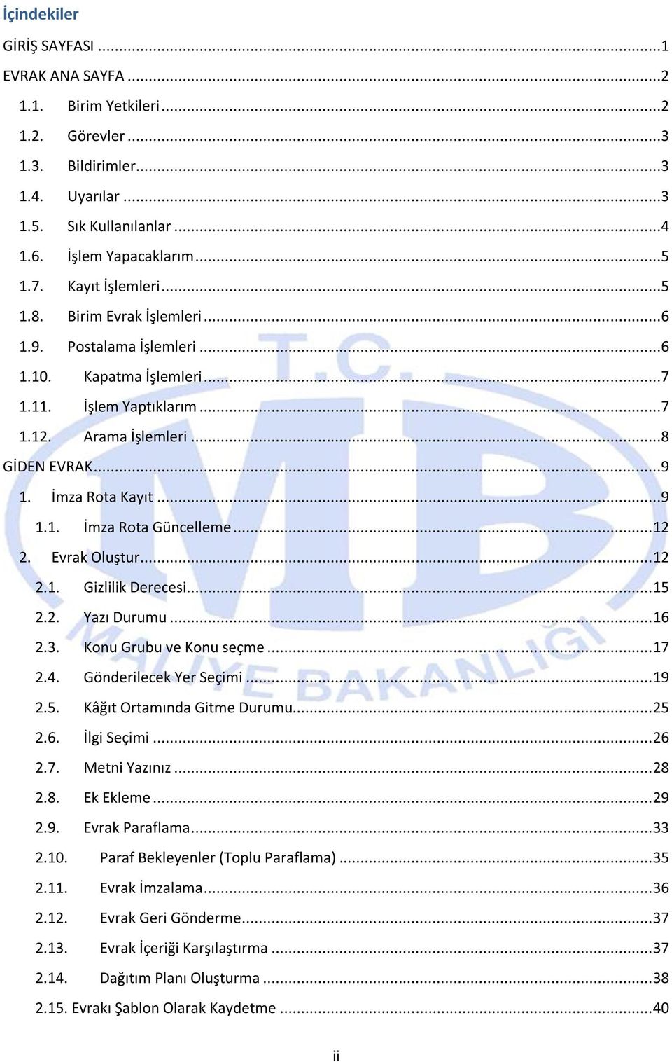 ..9 1.1. İmza Rota Güncelleme... 12 2. Evrak Oluştur... 12 2.1. Gizlilik Derecesi... 15 2.2. Yazı Durumu... 16 2.3. Konu Grubu ve Konu seçme... 17 2.4. Gönderilecek Yer Seçimi... 19 2.5. Kâğıt Ortamında Gitme Durumu.