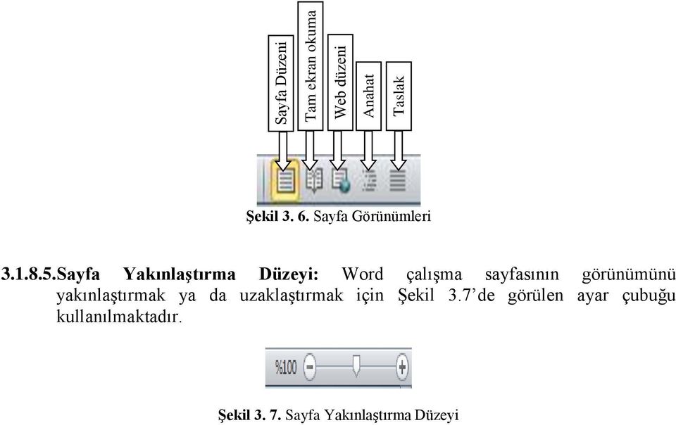 Sayfa Yakınlaştırma Düzeyi: Word çalışma sayfasının görünümünü