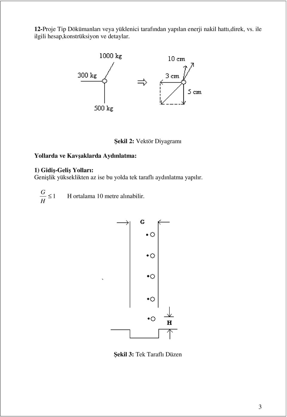 Yollarda ve Kavşaklarda Aydınlatma: Şekil : Vektör Diyagramı 1) Gidiş-Geliş Yolları: