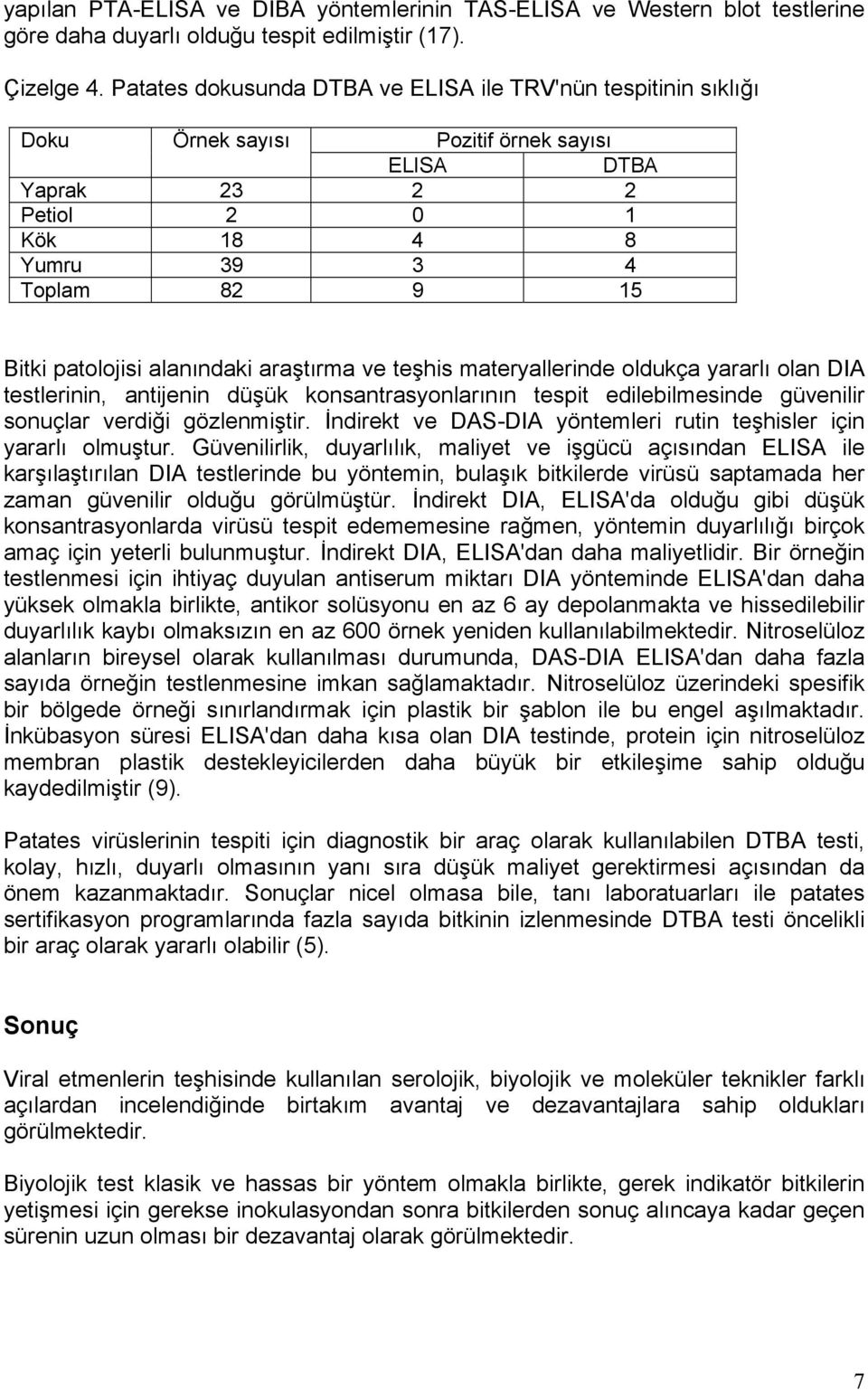 alanındaki araştırma ve teşhis materyallerinde oldukça yararlı olan DIA testlerinin, antijenin düşük konsantrasyonlarının tespit edilebilmesinde güvenilir sonuçlar verdiği gözlenmiştir.