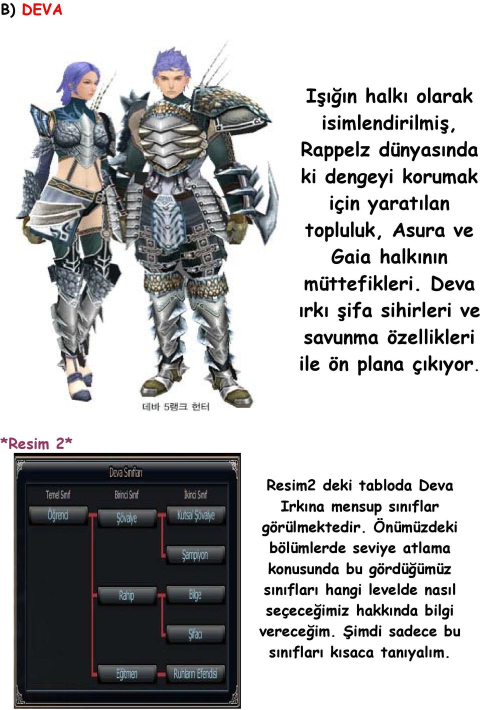 *Resim 2* Resim2 deki tabloda Deva Irkına mensup sınıflar görülmektedir.