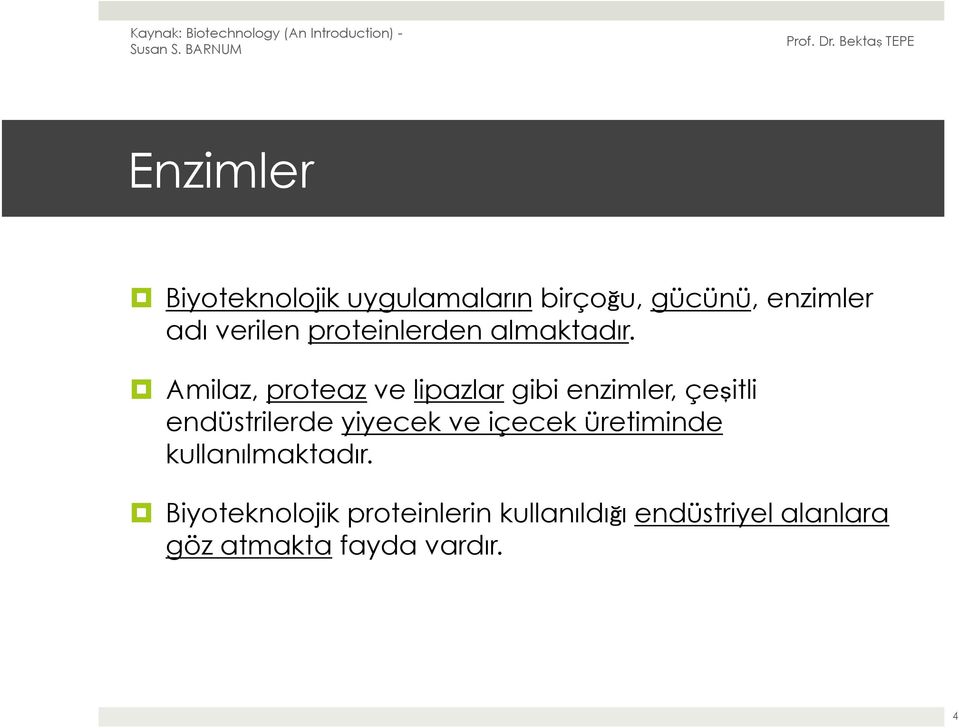 Amilaz, proteaz ve lipazlar gibi enzimler, çeşitli endüstrilerde yiyecek ve