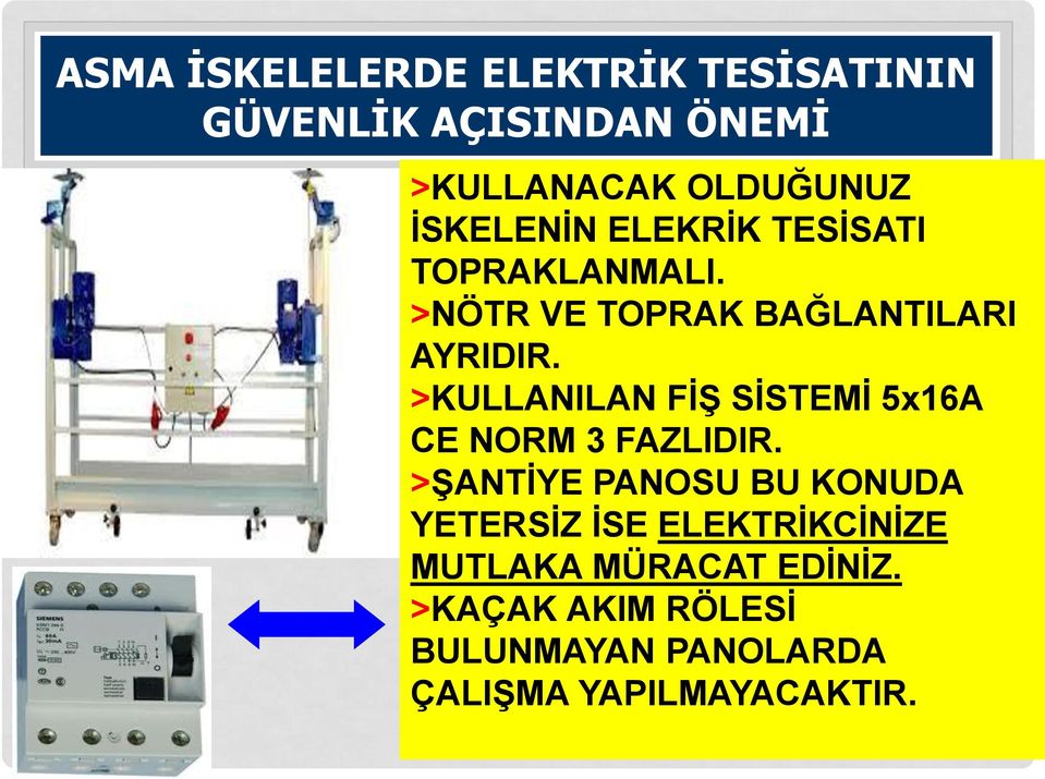 >KULLANILAN FİŞ SİSTEMİ 5x16A CE NORM 3 FAZLIDIR.