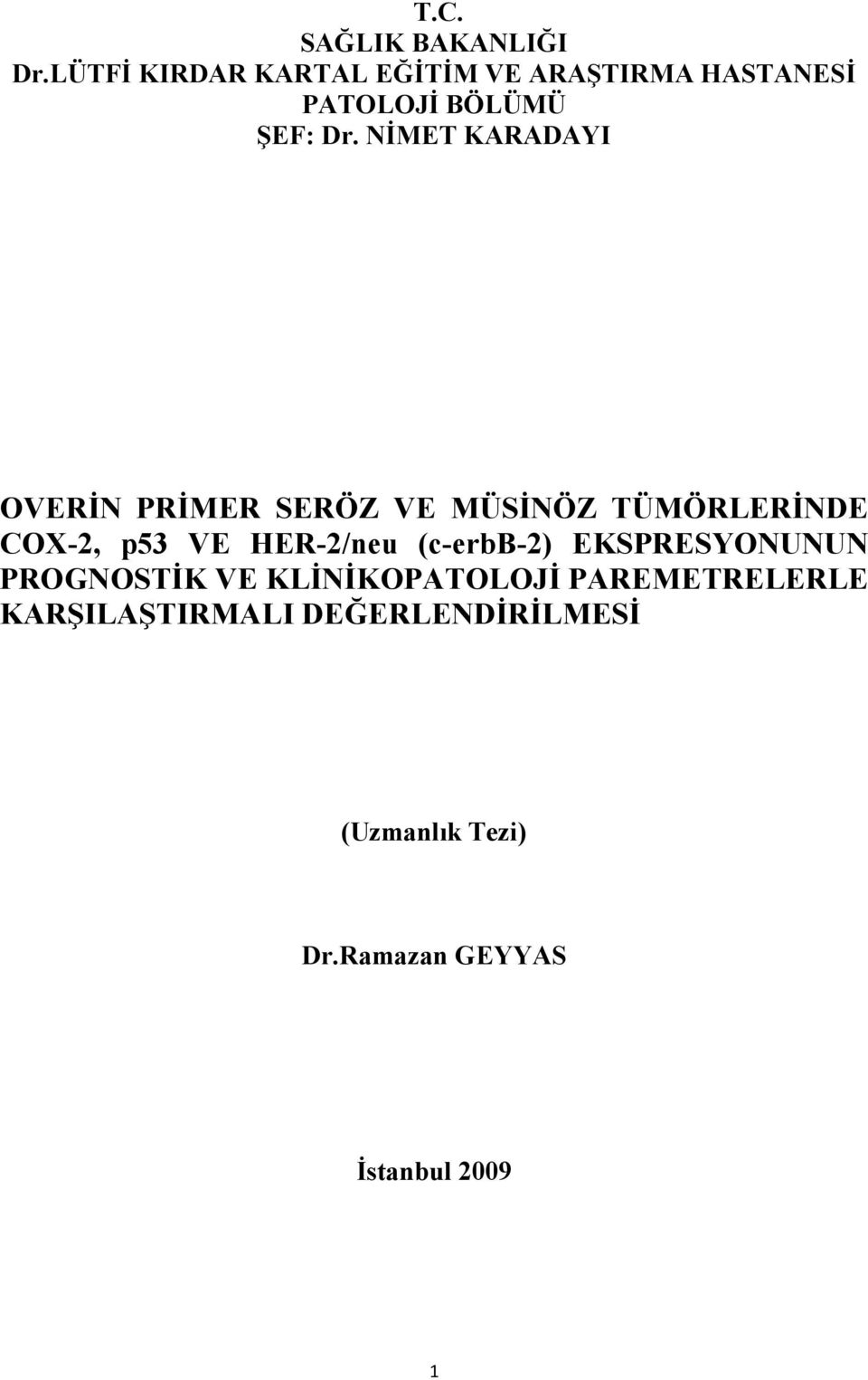 NĐMET KARADAYI OVERĐN PRĐMER SERÖZ VE MÜSĐNÖZ TÜMÖRLERĐNDE COX-2, p53 VE HER-2/neu