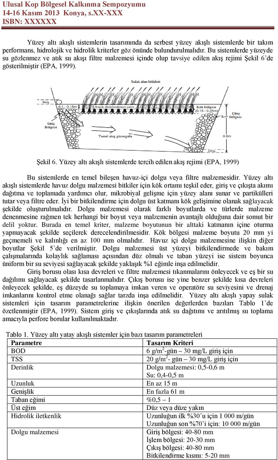 de gösterilmiştir (EPA, 1999). Şekil 6. Yüzey altı akışlı sistemlerde tercih edilen akış rejimi (EPA, 1999) Bu sistemlerde en temel bileşen havuz-içi dolgu veya filtre malzemesidir.