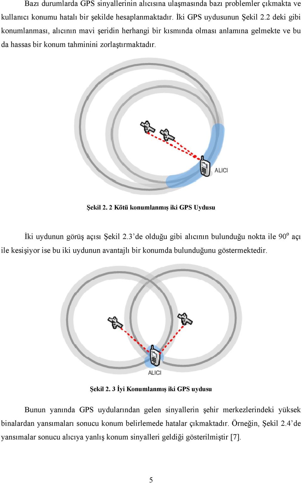 2 Kötü konumlanmış iki GPS Uydusu İki uydunun görüş açısı Şekil 2.