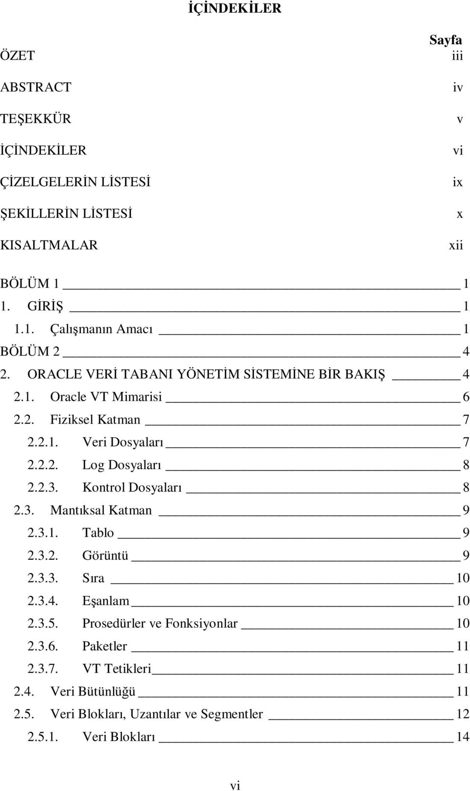 2.2. Log Dosyaları 8 2.2.3. Kontrol Dosyaları 8 2.3. Mantıksal Katman 9 2.3.1. Tablo 9 2.3.2. Görüntü 9 2.3.3. Sıra 10 2.3.4. Eşanlam 10 2.3.5.