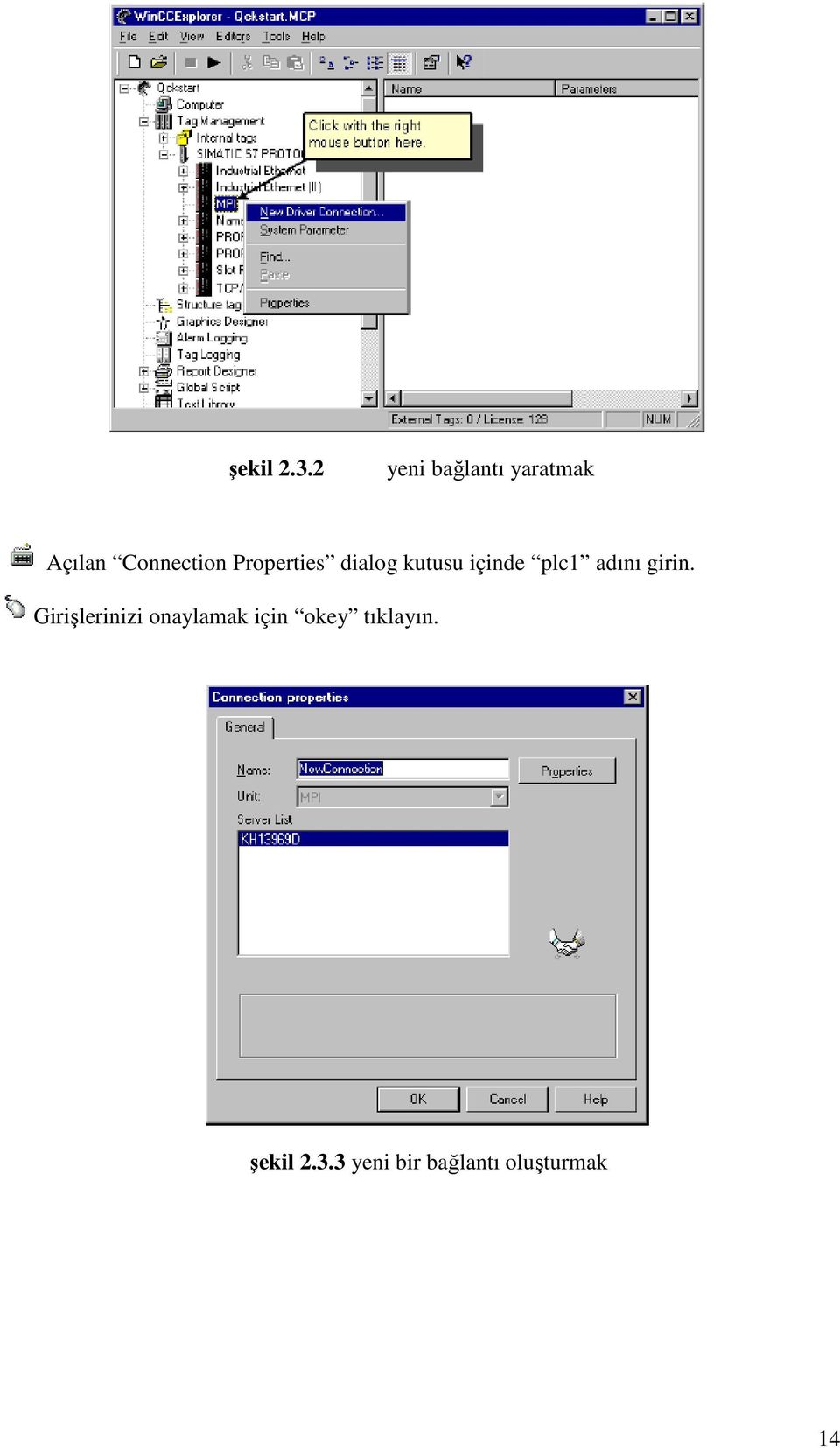 Properties dialog kutusu içinde plc1 adını