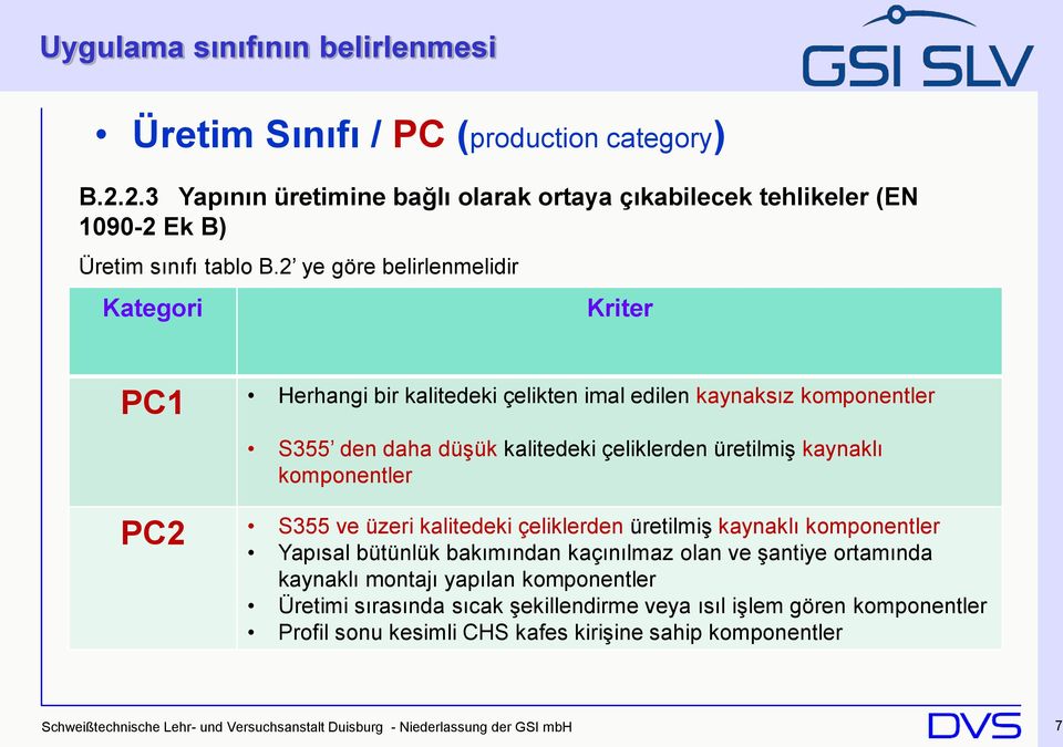 PC2 S355 ve üzeri kalitedeki çeliklerden üretilmiş kaynaklı komponentler Yapısal bütünlük bakımından kaçınılmaz olan ve şantiye ortamında kaynaklı montajı yapılan komponentler Üretimi