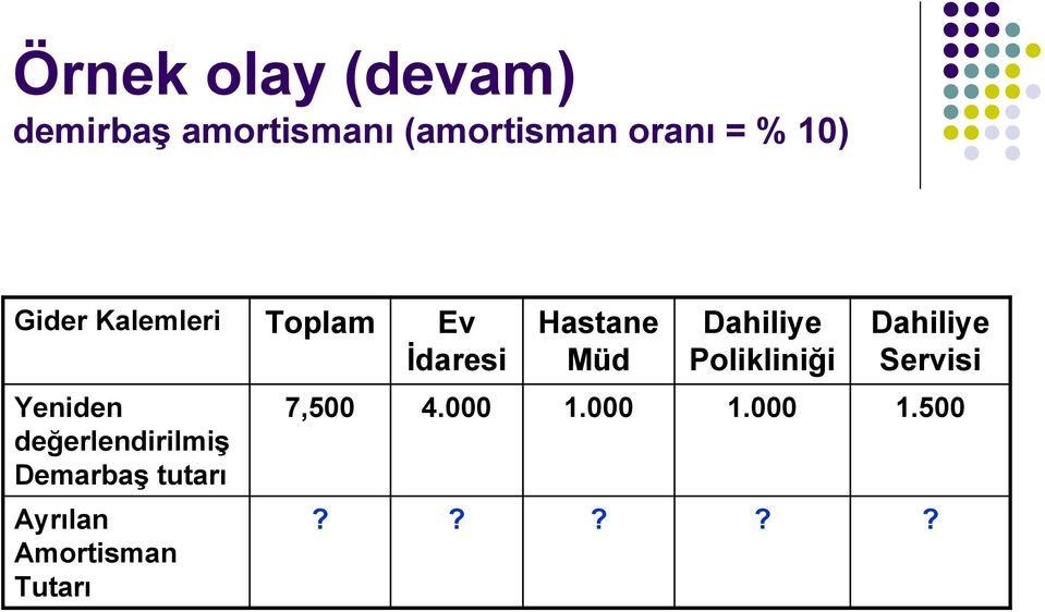 değerlendirilmiş Demarbaş tutarı Ayrılan Amortisman Tutarı