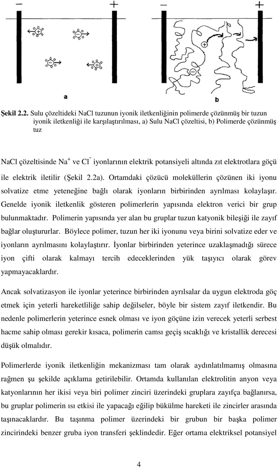 ve Cl - iyonlarının elektrik potansiyeli altında zıt elektrotlara göçü ile elektrik iletilir (2a).