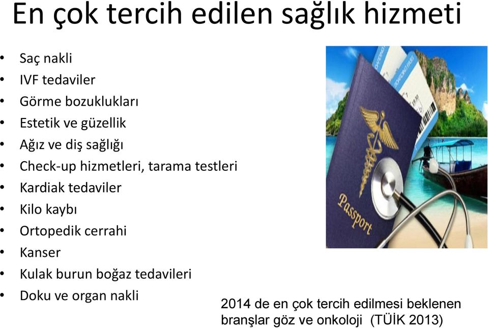 Kardiak tedaviler Kilo kaybı Ortopedik cerrahi Kanser Kulak burun boğaz tedavileri