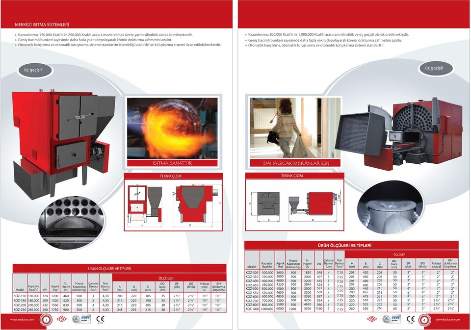» Otomatik karıştırma ve otomatik tutuşturma sistemi standarttır istenildiği takdirde ise kül çıkarma sistemi ilave edilebilmektedir.» Kazanlarımız 00,000 