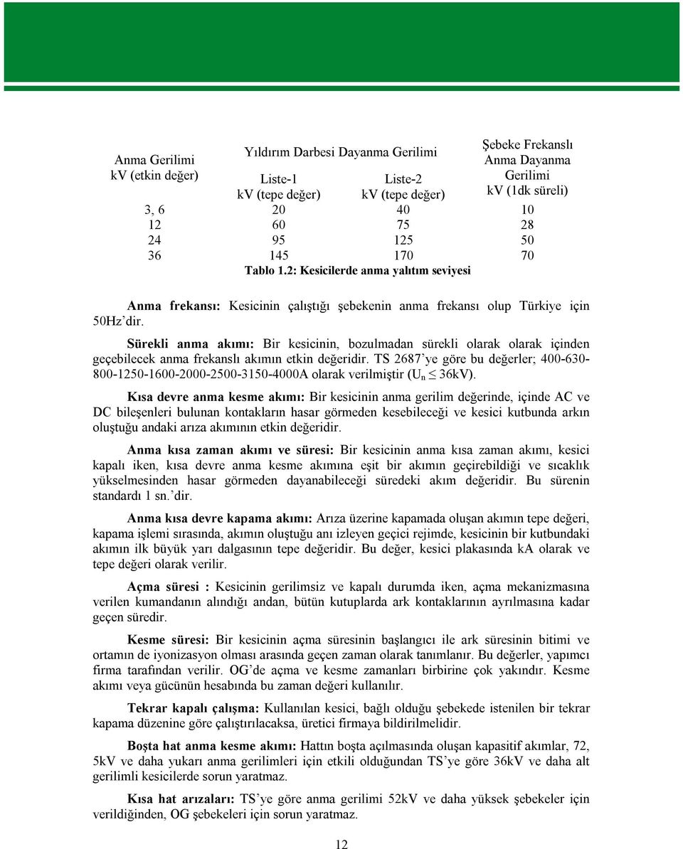 Sürekli anma akımı: Bir kesicinin, bozulmadan sürekli olarak olarak içinden geçebilecek anma frekanslı akımın etkin değeridir.