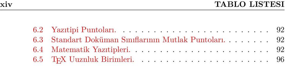 4 Matematik Yazıtipleri....................... 92 6.