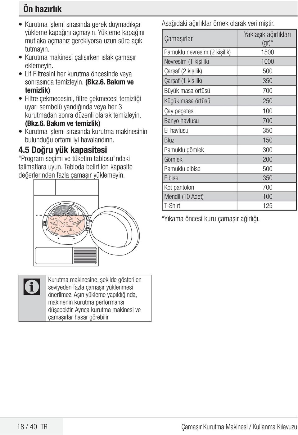 Bakım ve temizlik) Filtre çekmecesini, filtre çekmecesi temizliği uyarı sembolü yandığında veya her 3 kurutmadan sonra düzenli olarak temizleyin. (Bkz.6.