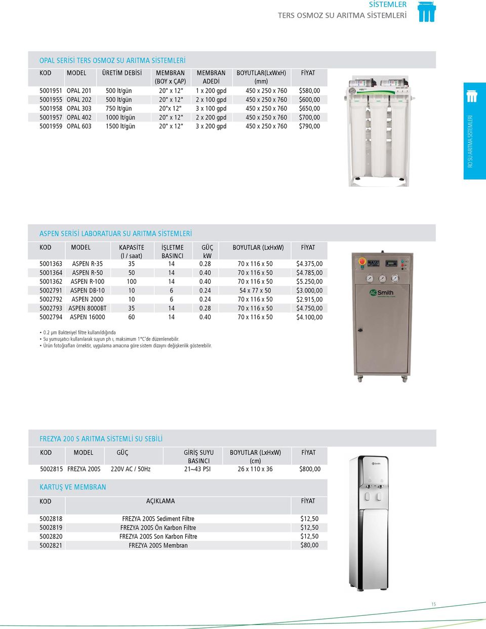 x 250 x 760 450 x 250 x 760 450 x 250 x 760 450 x 250 x 760 450 x 250 x 760 $580,00 $600,00 $650,00 $700,00 $790,00 RO SU ARITMA SİSTEMLERİ ASPEN SERİSİ LABORATUAR SU ARITMA SİSTEMLERİ 5001363