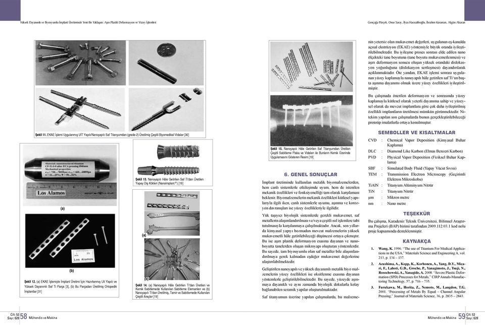 Nanoyapılı Hâle Getirilen Saf Ti dan Üretilen Yapay Diş Kökleri (Nanoimplant ) [19] Şekil 14.