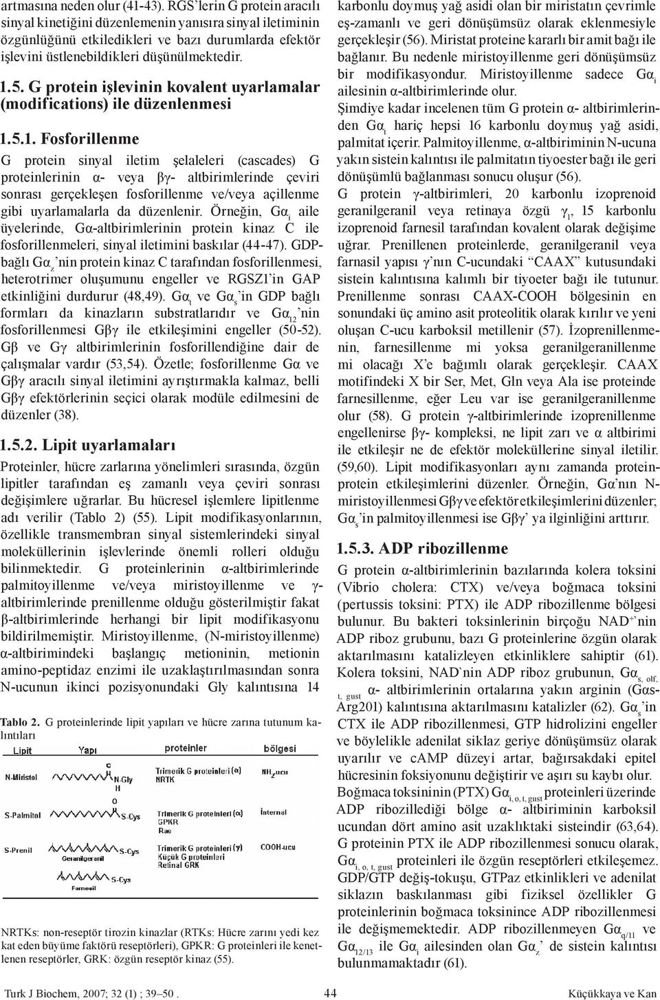 G protein işlevinin kovalent uyarlamalar (modifications) ile düzenlenmesi 1.