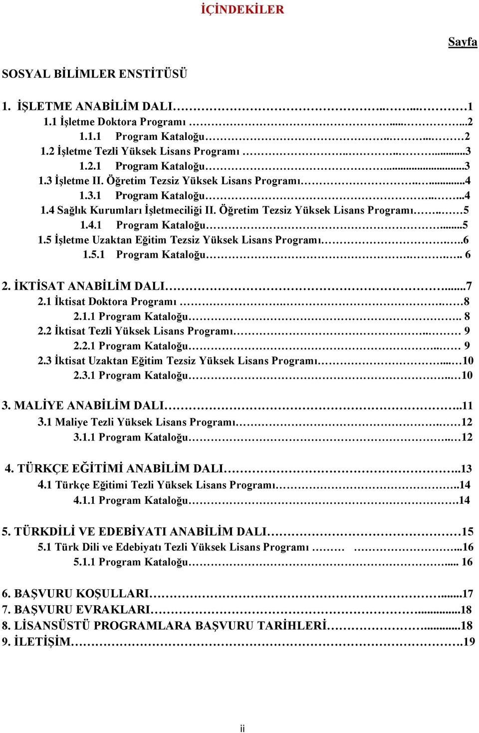 4.1 Program Kataloğu...5 1.5 İşletme Uzaktan Eğitim Tezsiz Yüksek Lisans Programı...6 1.5.1 Program Kataloğu.... 6 2. İKTİSAT ANABİLİM DALI...7 2.1 İktisat Doktora Programı.. 8 2.