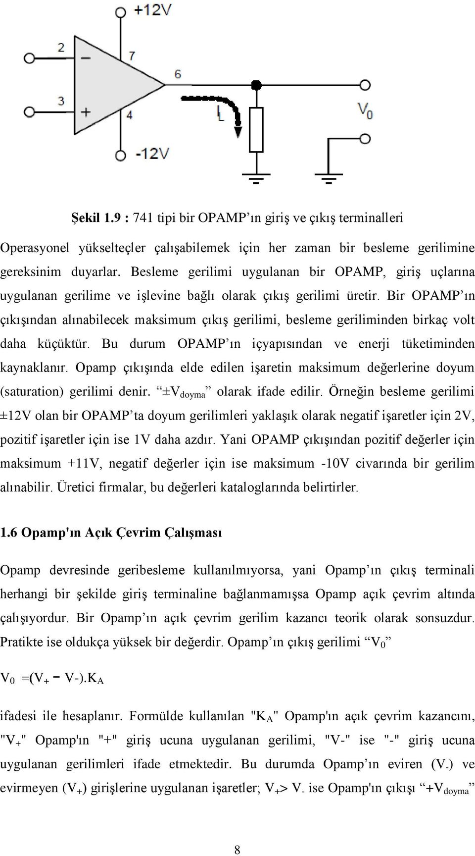 Bir OPAMP ın çıkışından alınabilecek maksimum çıkış gerilimi, besleme geriliminden birkaç volt daha küçüktür. Bu durum OPAMP ın içyapısından ve enerji tüketiminden kaynaklanır.