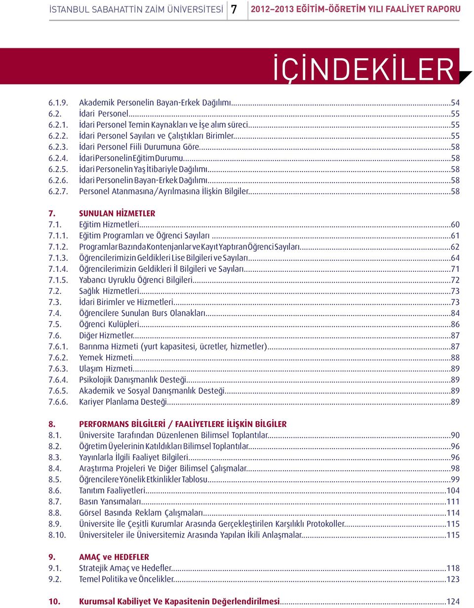 ..58 6.2.6. İdari Personelin Bayan-Erkek Dağılımı...58 6.2.7. Personel Atanmasına/Ayrılmasına İlişkin Bilgiler...58 7. SUNULAN HİZMETLER 7.1. Eğitim Hizmetleri...60 7.1.1. Eğitim Programları ve Öğrenci Sayıları.