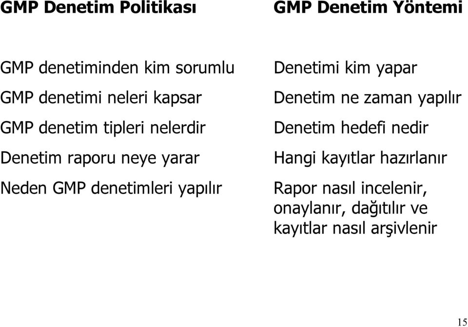 denetimleri yapılır Denetimi kim yapar Denetim ne zaman yapılır Denetim hedefi nedir