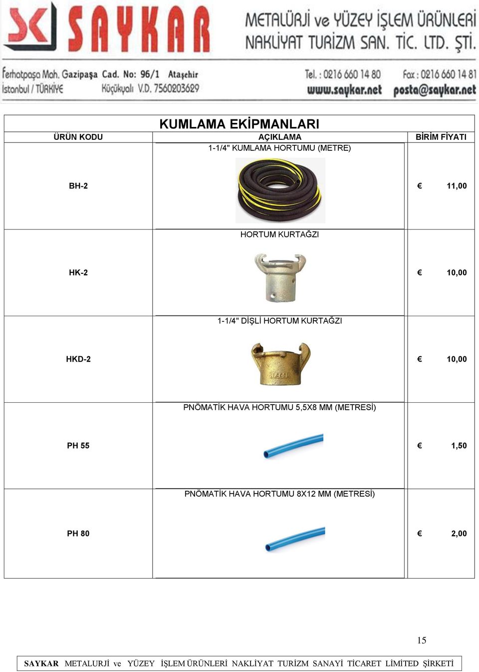 KURTAĞZI HKD-2 10,00 PNÖMATİK HAVA HORTUMU 5,5X8 MM