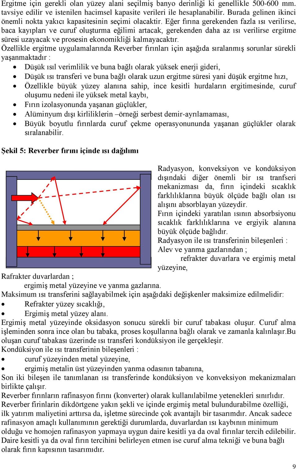 Eğer fırına gerekenden fazla ısı verilirse, baca kayıpları ve curuf oluşturma eğilimi artacak, gerekenden daha az ısı verilirse ergitme süresi uzayacak ve prosesin ekonomikliği kalmayacaktır.