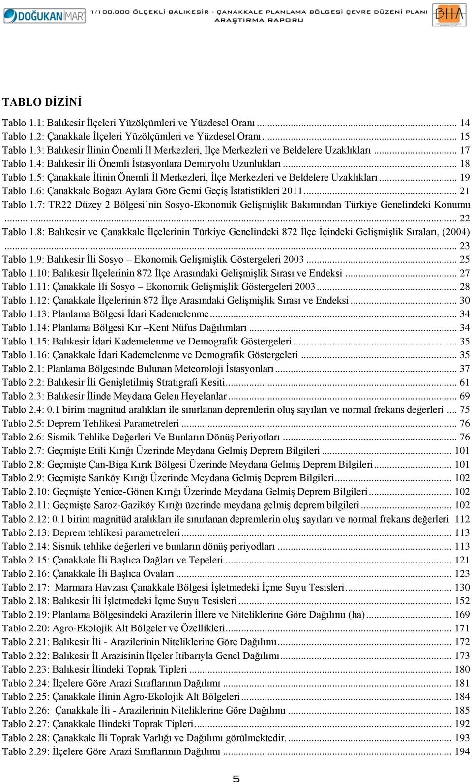 5: Çanakkale İlinin Önemli İl Merkezleri, İlçe Merkezleri ve Beldelere Uzaklıkları... 19 Tablo 1.6: Çanakkale Boğazı Aylara Göre Gemi Geçiş İstatistikleri 2011... 21 Tablo 1.