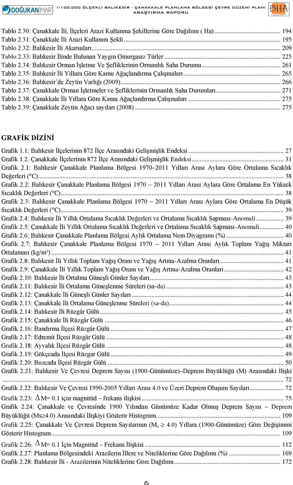 35: Balıkesir İli Yıllara Göre Kamu Ağaçlandırma Çalışmaları... 265 Tablo 2.36: Balıkesir de Zeytin Varlığı (2009)... 266 Tablo 2.