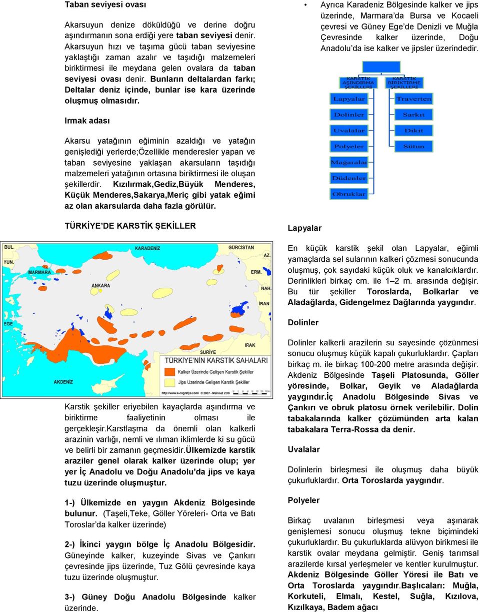 Bunların deltalardan farkı; Deltalar deniz içinde, bunlar ise kara üzerinde oluşmuş olmasıdır.