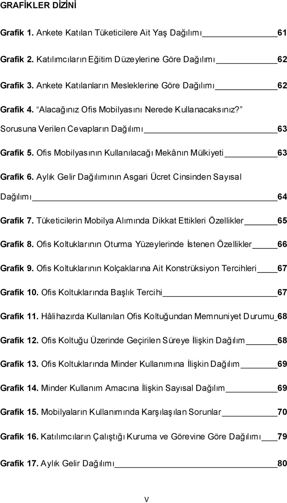 Ofis Mobilyasının Kullanılacağı Mekânın Mülkiyeti 63 Grafik 6. Aylık Gelir Dağılımının Asgari Ücret Cinsinden Sayısal Dağılımı 64 Grafik 7.