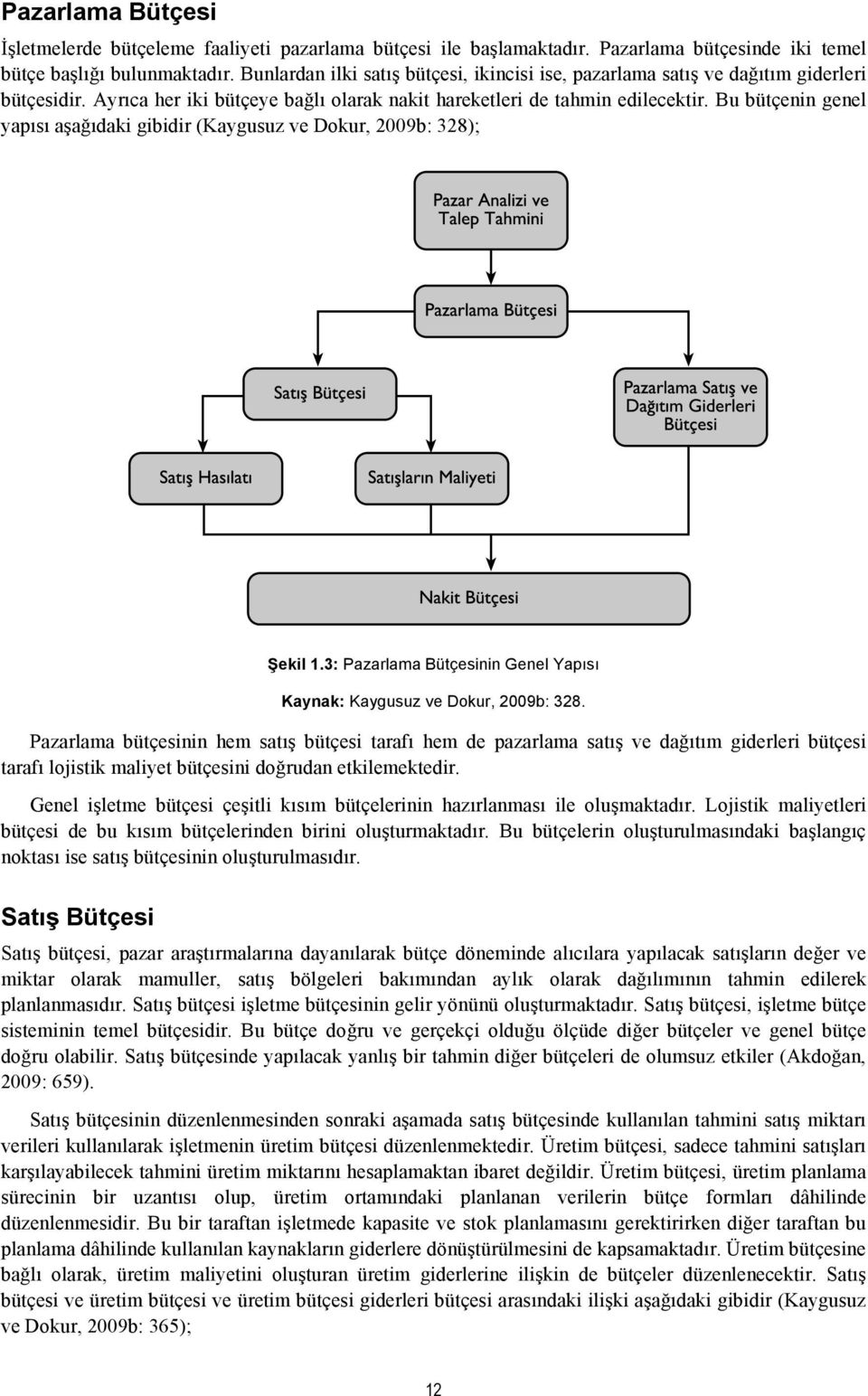 Bu bütçenin genel yapısı aşağıdaki gibidir (Kaygusuz ve Dokur, 2009b: 328); Şekil 1.3: Pazarlama Bütçesinin Genel Yapısı Kaynak: Kaygusuz ve Dokur, 2009b: 328.