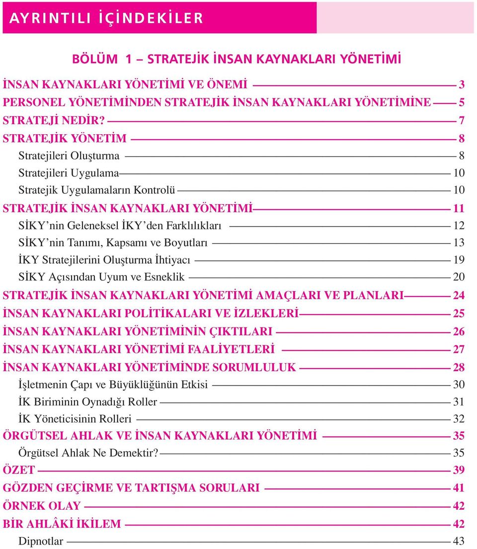 nin Tanımı, Kapsamı ve Boyutları 13 İKY Stratejilerini Oluşturma İhtiyacı 19 SİKY Açısından Uyum ve Esneklik 20 STRATEJİK İNSAN KAYNAKLARI YÖNETİMİ AMAÇLARI VE PLANLARI 24 İNSAN KAYNAKLARI