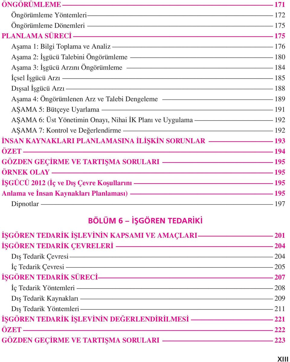 192 AŞAMA 7: Kontrol ve Değerlendirme 192 İNSAN KAYNAKLARI PLANLAMASINA İLİŞKİN SORUNLAR 193 ÖZET 194 GÖZDEN GEÇİRME VE TARTIŞMA SORULARI 195 ÖRNEK OLAY 195 İŞGÜCÜ 2012 (İç ve Dış Çevre Koşullarını