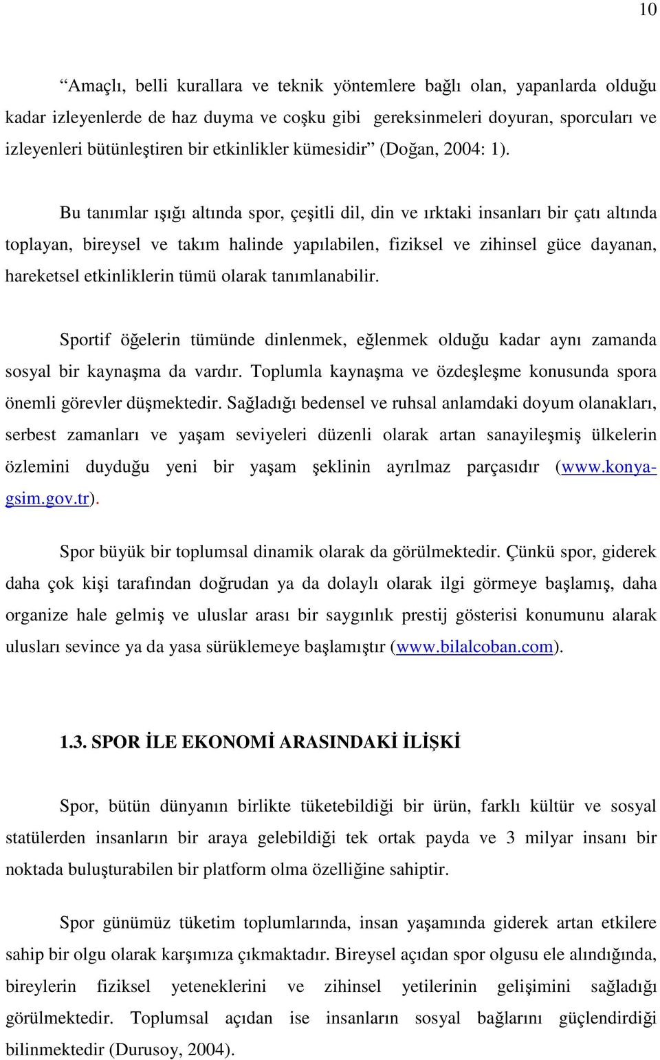 Bu tanımlar ışığı altında spor, çeşitli dil, din ve ırktaki insanları bir çatı altında toplayan, bireysel ve takım halinde yapılabilen, fiziksel ve zihinsel güce dayanan, hareketsel etkinliklerin