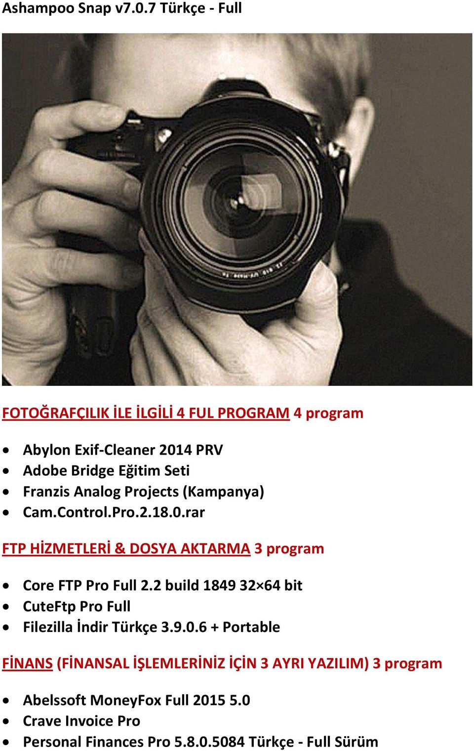 Analog Projects (Kampanya) Cam.Control.Pro.2.18.0.rar FTP HİZMETLERİ & DOSYA AKTARMA 3 program Core FTP Pro Full 2.