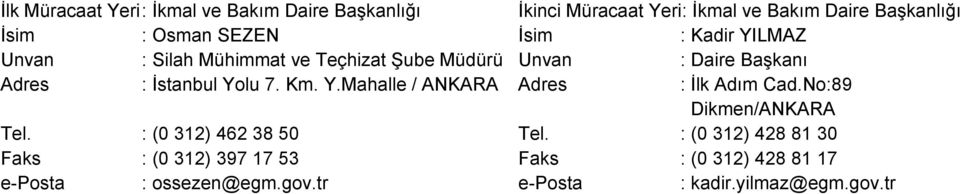 İstanbul Yolu 7. Km. Y.Mahalle / ANKARA Adres : İlk Adım Cad.No:89 Dikmen/ANKARA Tel. : (0 312) 462 38 50 Tel.