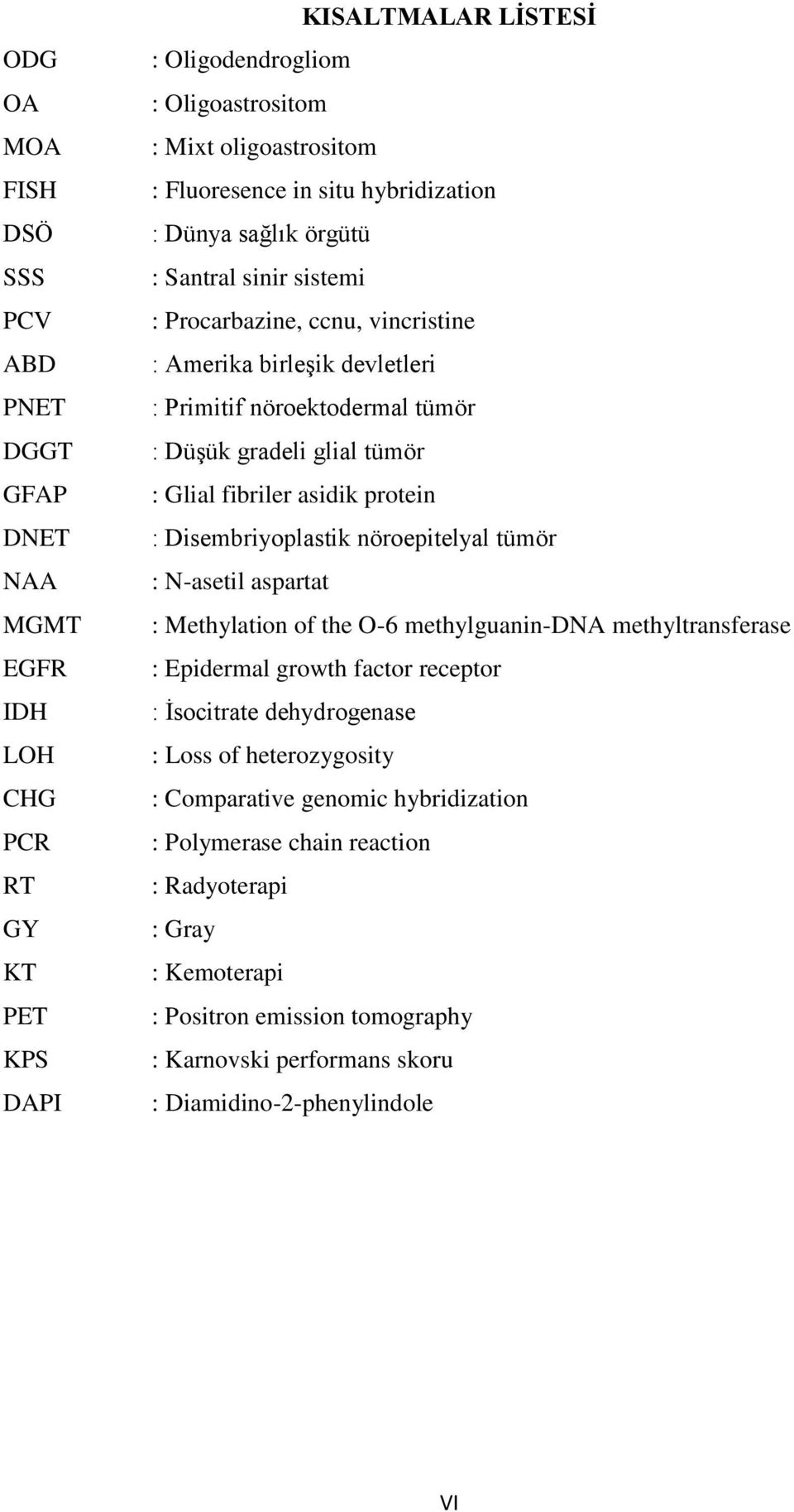 fibriler asidik protein : Disembriyoplastik nöroepitelyal tümör : N-asetil aspartat : Methylation of the O-6 methylguanin-dna methyltransferase : Epidermal growth factor receptor : İsocitrate