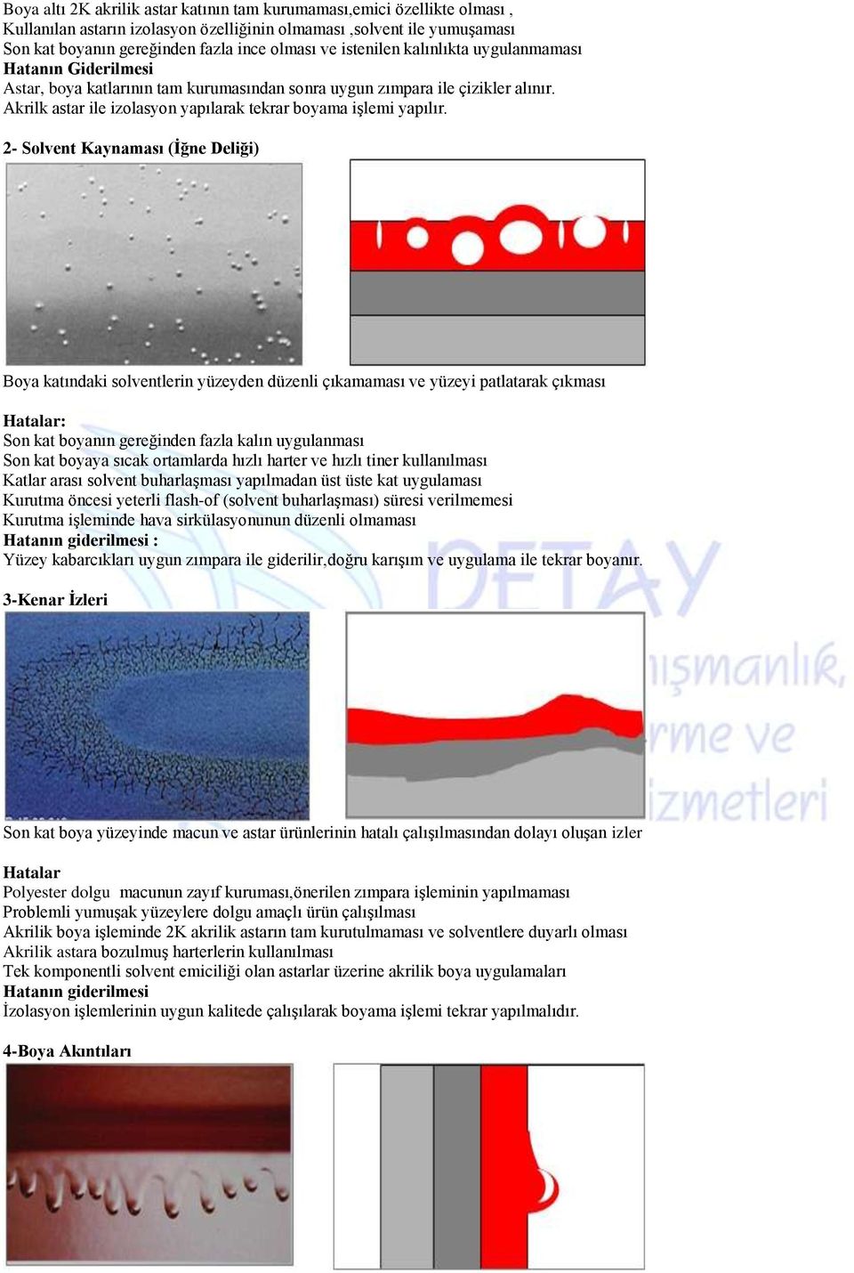 Akrilk astar ile izolasyon yapılarak tekrar boyama işlemi yapılır.